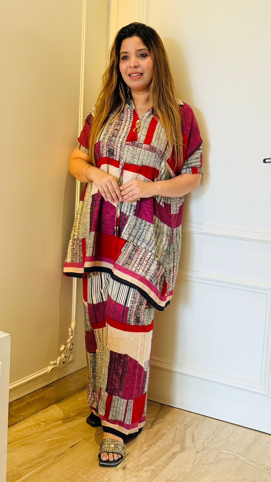 Zehra Kaftan Set- Purple, Blue